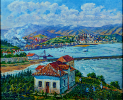 Algorta vista del Abra con casa 50x61cm.