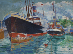 Barcelona - Puerto desde el mar 75x100 cm.jpg